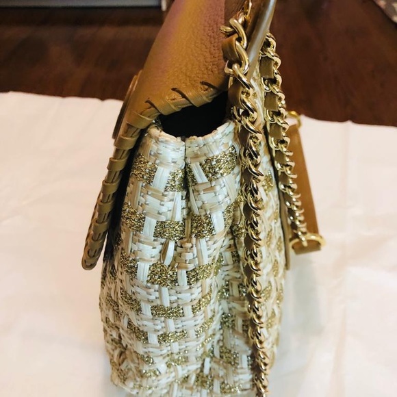 ❤️SOLD❤️Tory Burch Marion Woven Shimmery Shoulder Bag - Picture 11 of 15